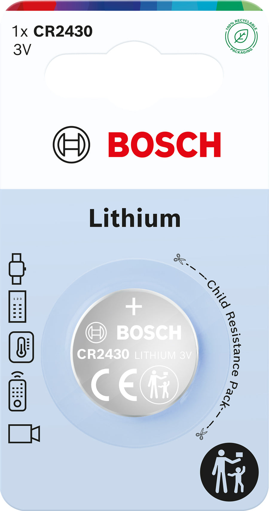 CR2430B1/00 Lithiová knoflíková baterie CR2430 Bosch